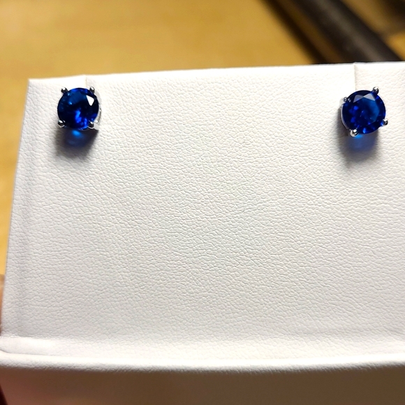Lab-created Blue Sapphire Necklace and Earrings Set, from Effy - Picture 4 of 9